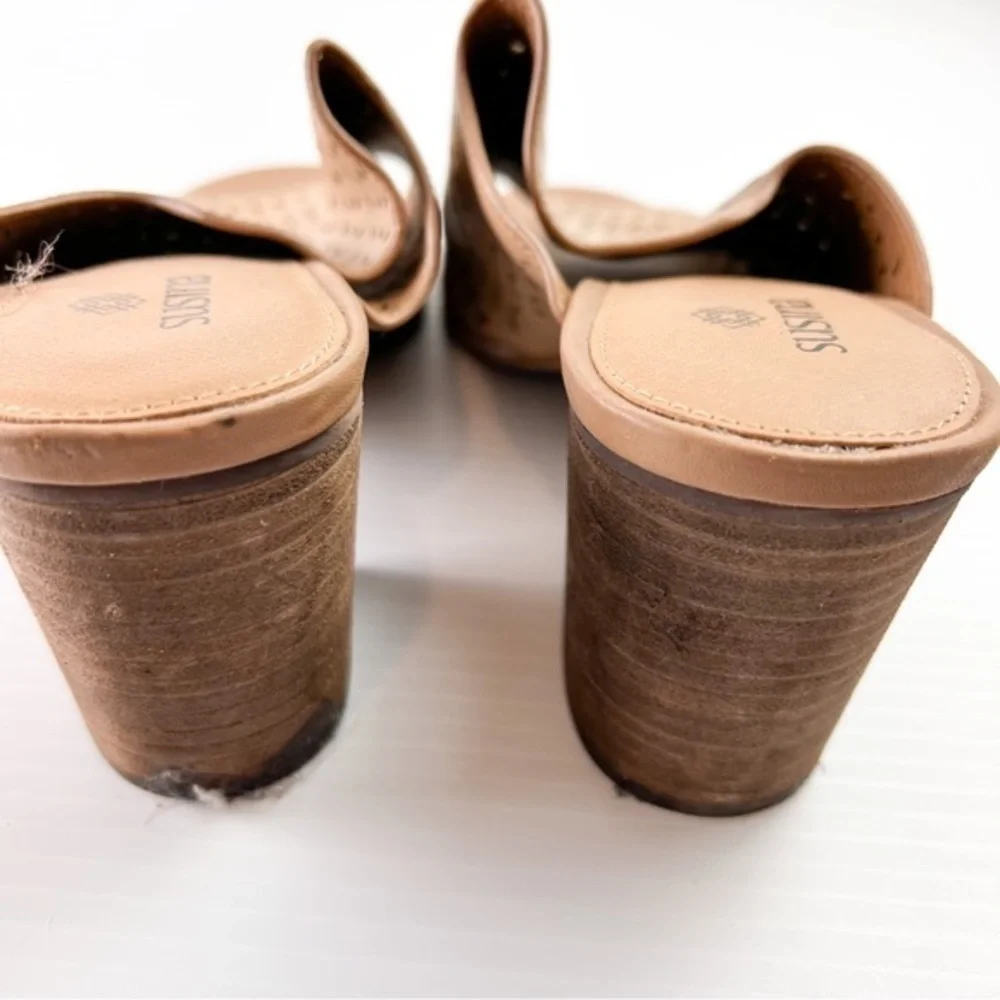Susina tan womens size 11 Danella perforated block heel open toe heels